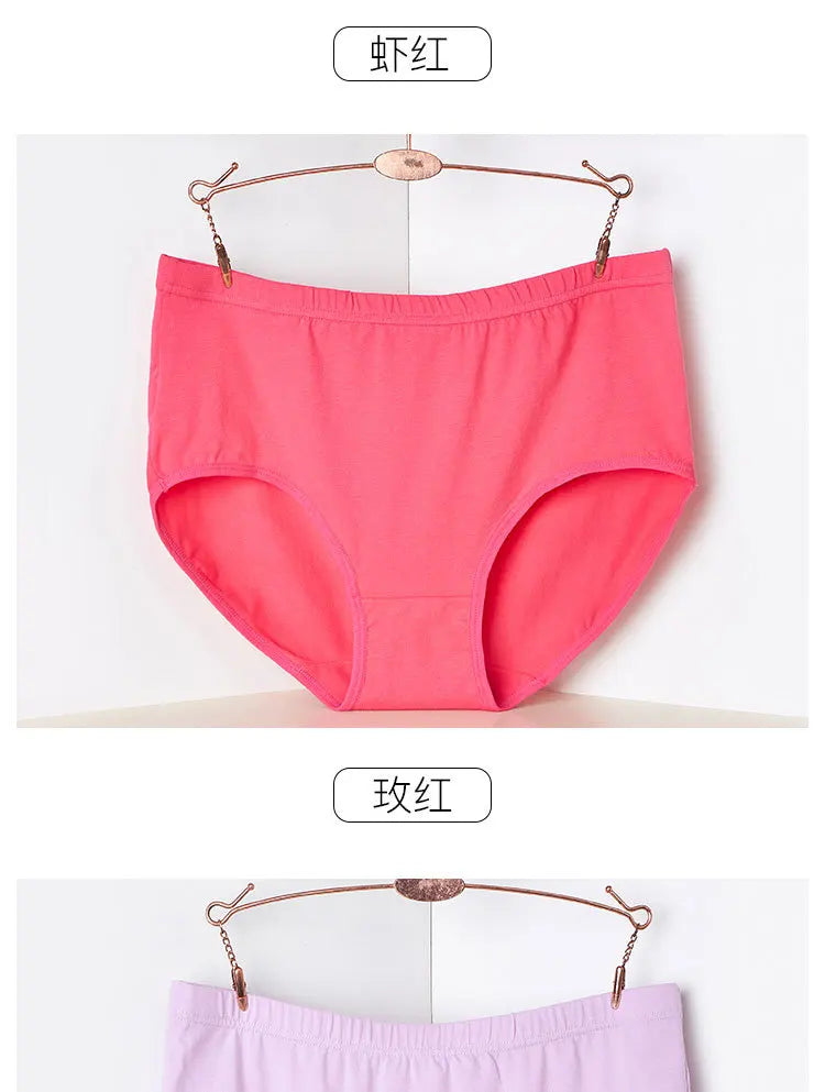 Cotton Panties for Women Briefs  Sexy Lingeries Plus Size 7XL Breathable High Waist Solid Color Lady's Underwears