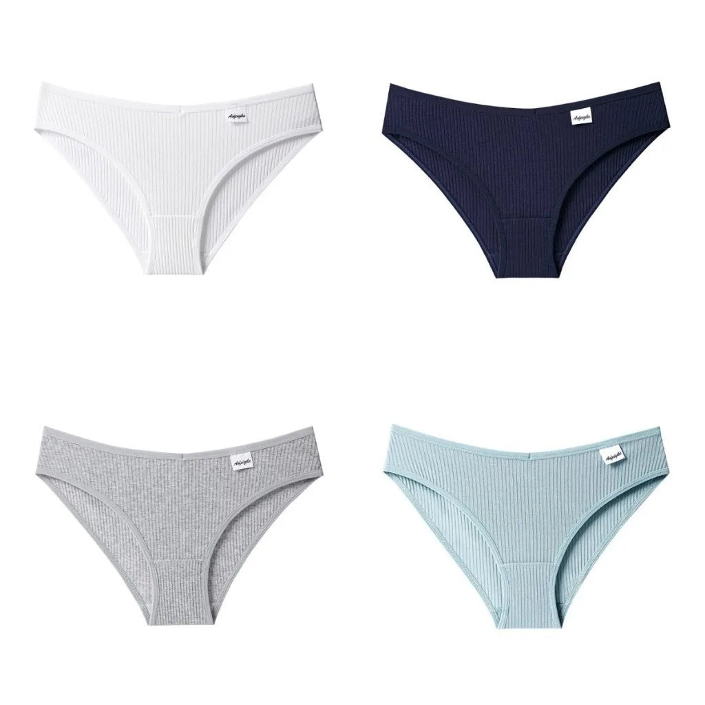 4 Cotton Underwear for Woman Antibacterial Seamless Panty Comfortable Breathable Deep V Plus Size Panties S-XXL