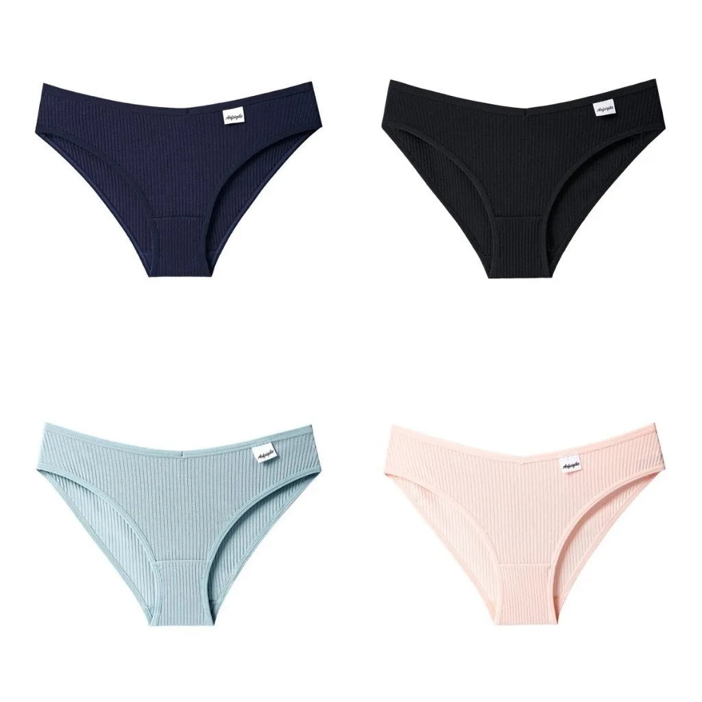 4 Cotton Underwear for Woman Antibacterial Seamless Panty Comfortable Breathable Deep V Plus Size Panties S-XXL