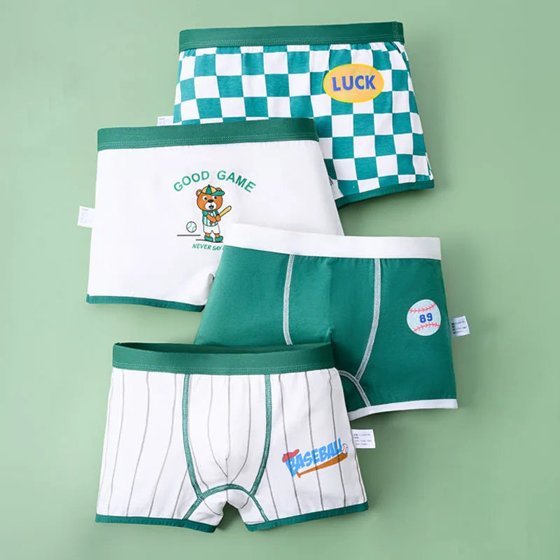 Cotton Kids Underwear 2023 Korean Cartoon Car Boxers for Boys Teenage Plaid Panties Shorts Boy Cute Underpants 2 4 8 12 14 Years