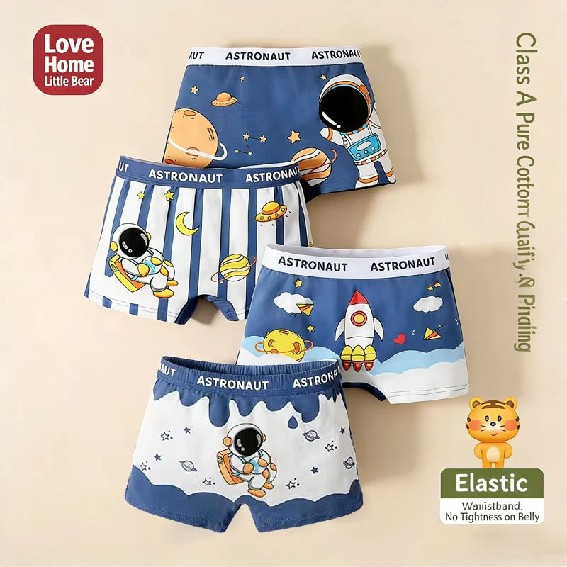 Cotton Kids Underwear 2023 Korean Cartoon Car Boxers for Boys Teenage Plaid Panties Shorts Boy Cute Underpants 2 4 8 12 14 Years
