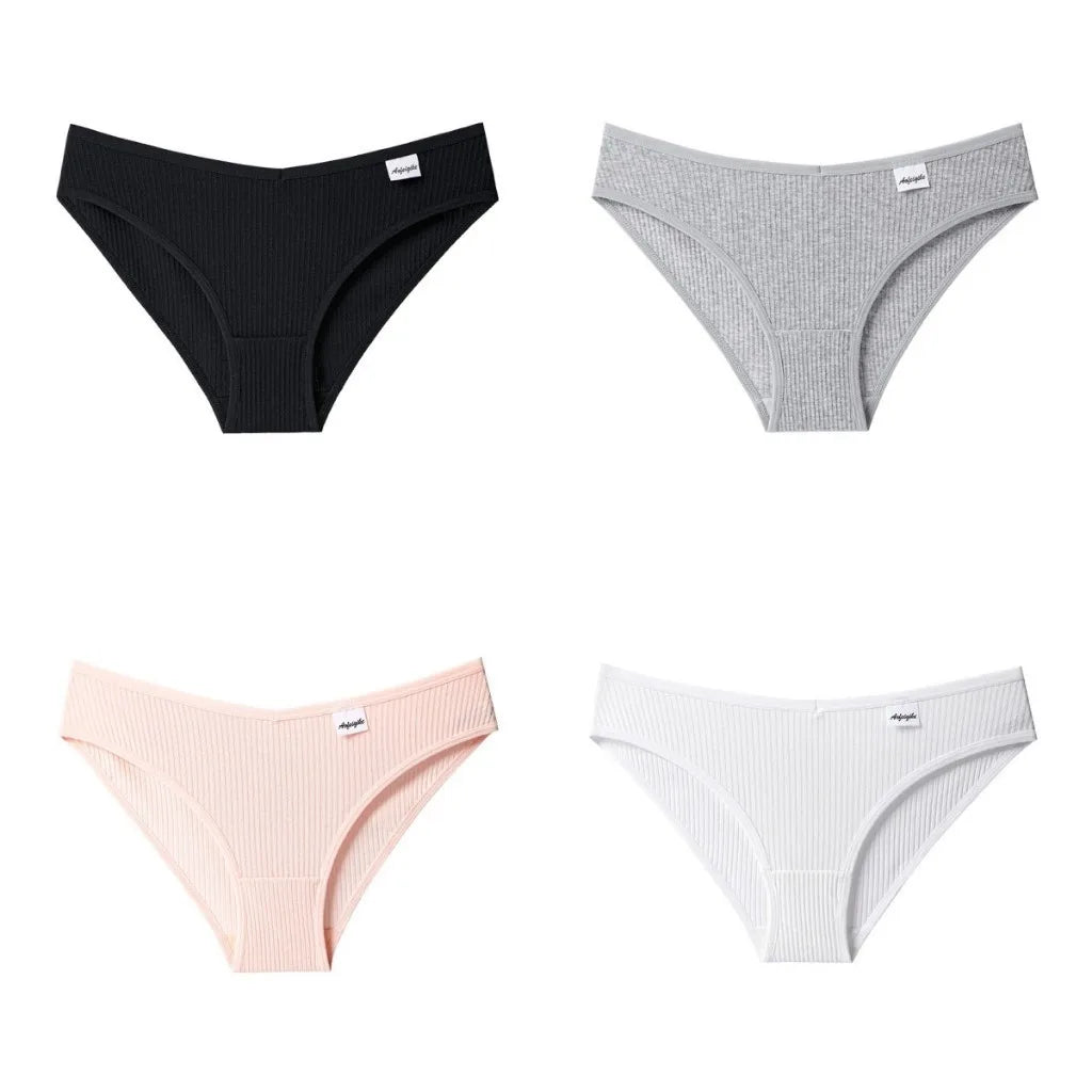 4 Cotton Underwear for Woman Antibacterial Seamless Panty Comfortable Breathable Deep V Plus Size Panties S-XXL
