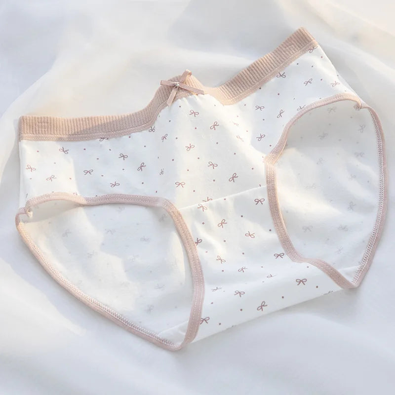 5Pcs/Set Cotton Underwear for Women Lovely Girl Bow Underpants Print Panties Breathable Briefs Girls Shorts Sexy Lingerie