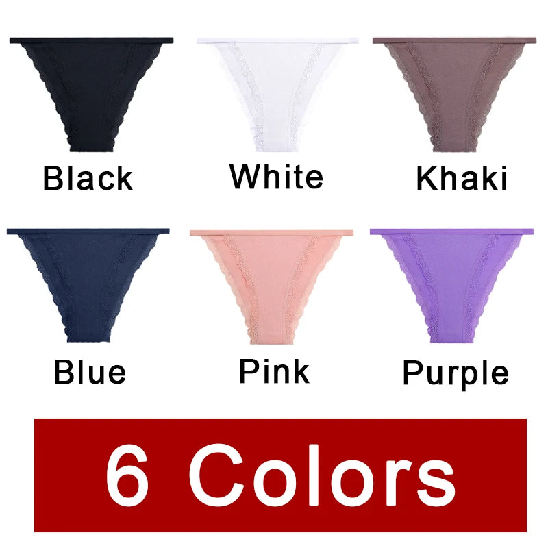 Women‘s Cotton Panties Low Waist Lace Briefs M-XL Comfortable Underwear Ladies Solid Color Underpants Girls Breathable Panty New