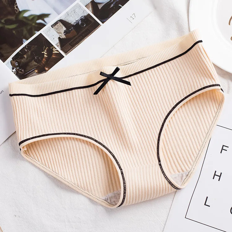Cotton Underwear Women Briefs Thread Comfortable Breathable Princess Bow Sexy mid-waist Solid Color Women Briefs SYTa002