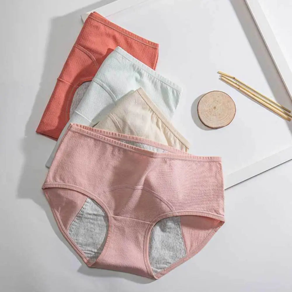 Cotton Menstrual Panties 3 Layer Waterproof Breathable Physiological Pants Antibacterial Middle Waist Leak Proof Underwear