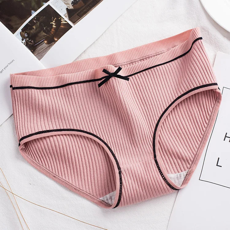 Cotton Underwear Women Briefs Thread Comfortable Breathable Princess Bow Sexy mid-waist Solid Color Women Briefs SYTa002