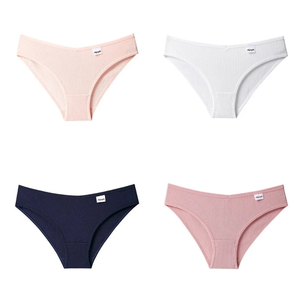 4 Cotton Underwear for Woman Antibacterial Seamless Panty Comfortable Breathable Deep V Plus Size Panties S-XXL