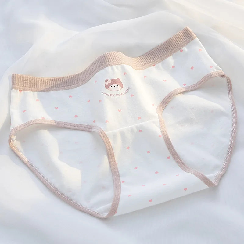 5Pcs/Set Cotton Underwear for Women Lovely Girl Bow Underpants Print Panties Breathable Briefs Girls Shorts Sexy Lingerie
