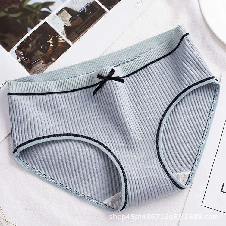 Cotton Underwear Women Briefs Thread Comfortable Breathable Princess Bow Sexy mid-waist Solid Color Women Briefs SYTa002