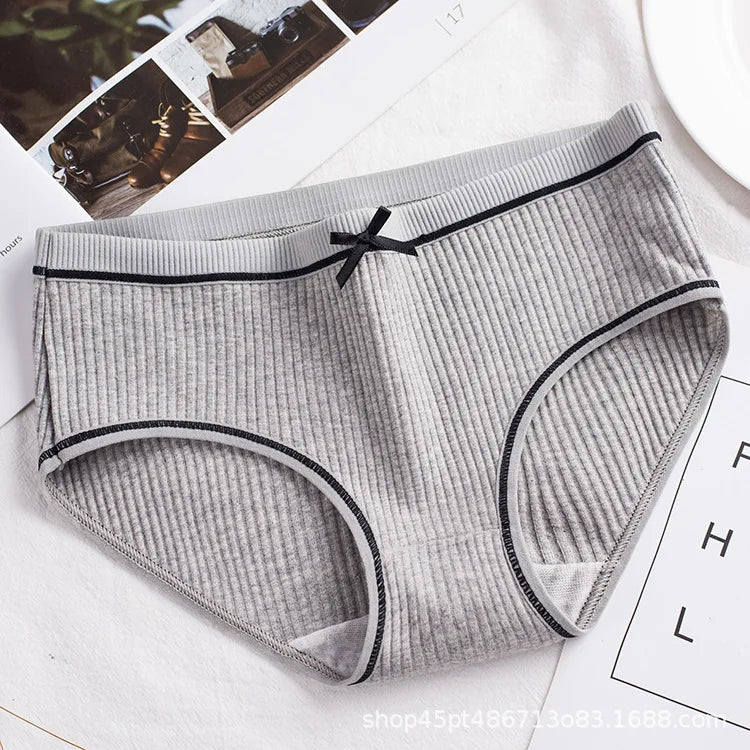 Cotton Underwear Women Briefs Thread Comfortable Breathable Princess Bow Sexy mid-waist Solid Color Women Briefs SYTa002
