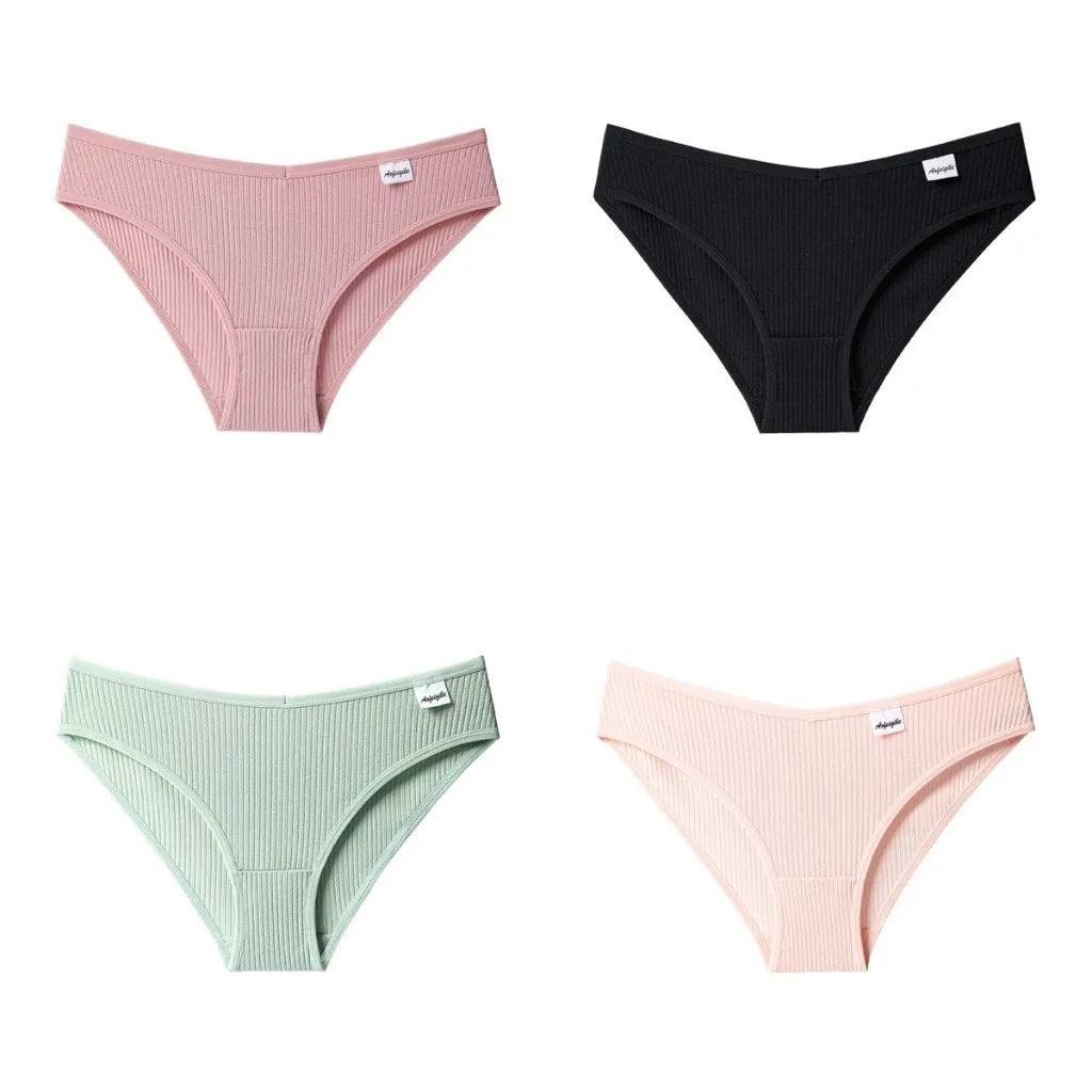 4 Cotton Underwear for Woman Antibacterial Seamless Panty Comfortable Breathable Deep V Plus Size Panties S-XXL