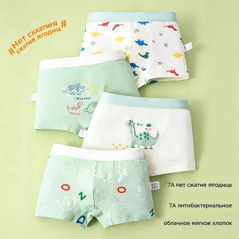 Cotton Kids Underwear 2023 Korean Cartoon Car Boxers for Boys Teenage Plaid Panties Shorts Boy Cute Underpants 2 4 8 12 14 Years