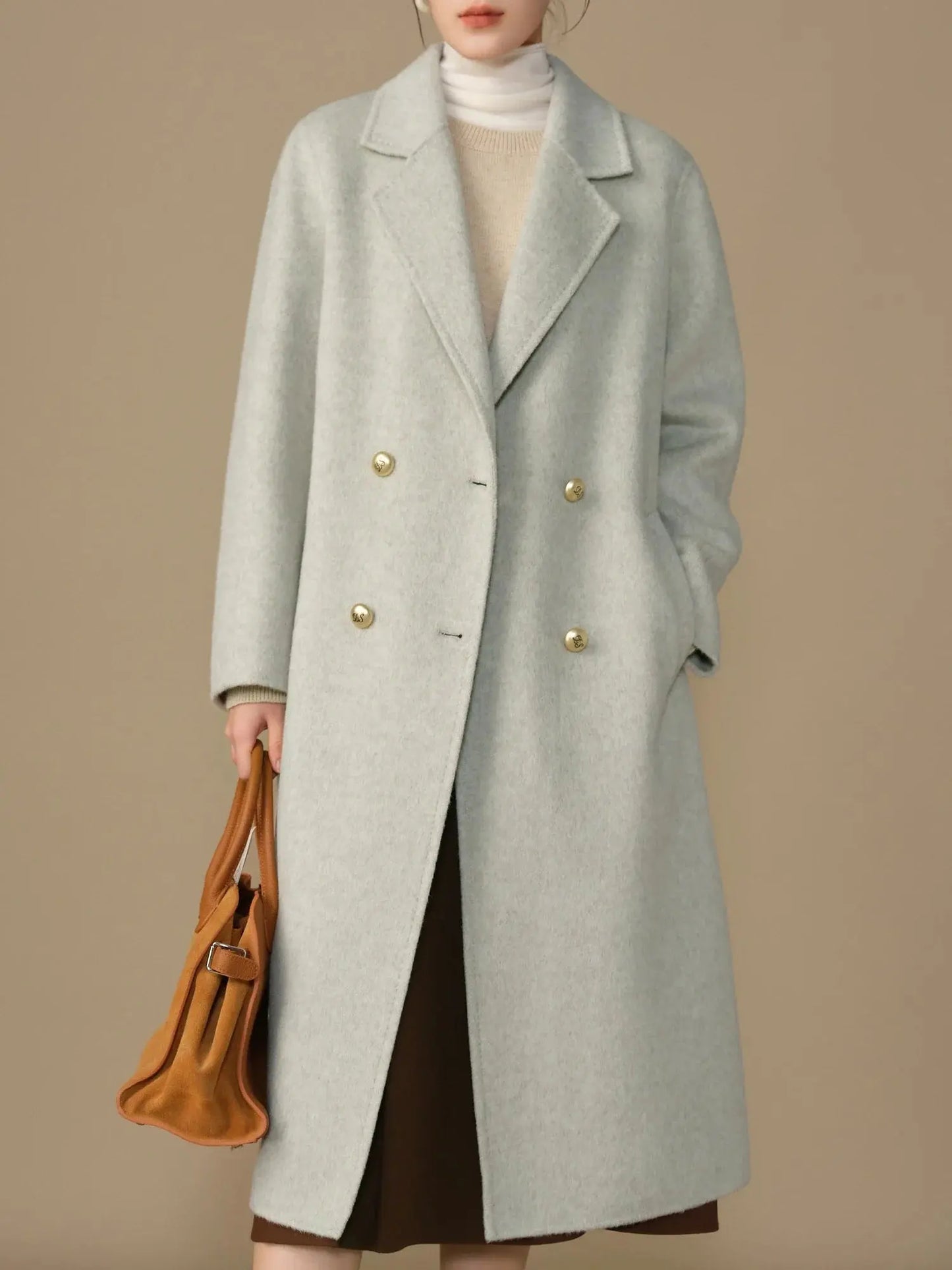Luxury Casual Textured Woolen Coat with Fur Detail