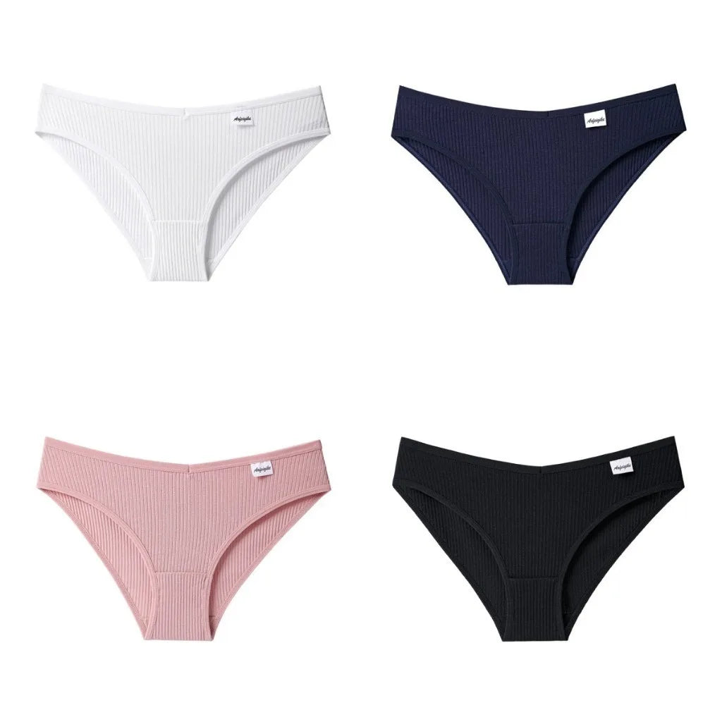 4 Cotton Underwear for Woman Antibacterial Seamless Panty Comfortable Breathable Deep V Plus Size Panties S-XXL