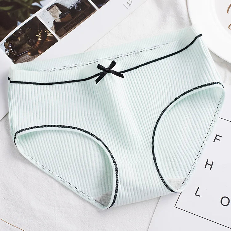 Cotton Underwear Women Briefs Thread Comfortable Breathable Princess Bow Sexy mid-waist Solid Color Women Briefs SYTa002