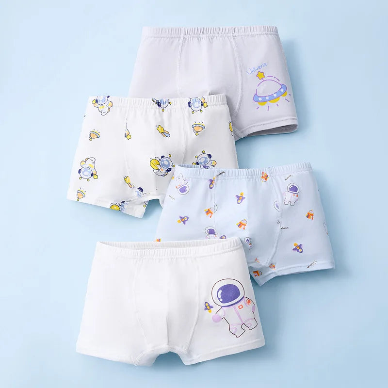Cotton Kids Underwear 2023 Korean Cartoon Car Boxers for Boys Teenage Plaid Panties Shorts Boy Cute Underpants 2 4 8 12 14 Years