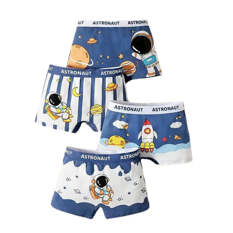 Cotton Kids Underwear 2023 Korean Cartoon Car Boxers for Boys Teenage Plaid Panties Shorts Boy Cute Underpants 2 4 8 12 14 Years