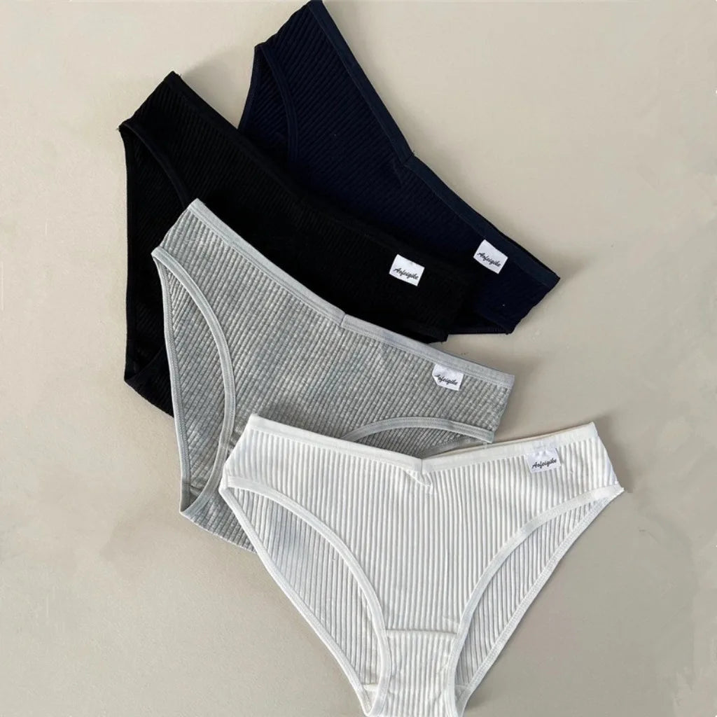 4 Cotton Underwear for Woman Antibacterial Seamless Panty Comfortable Breathable Deep V Plus Size Panties S-XXL