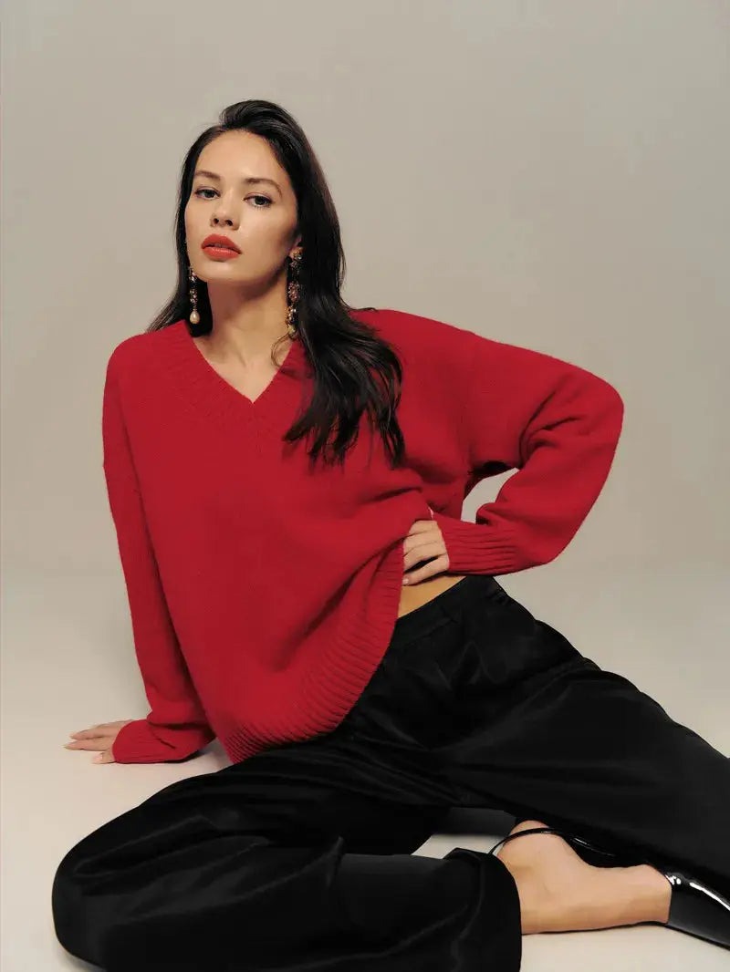Solid Color Knitted Wool Sweater