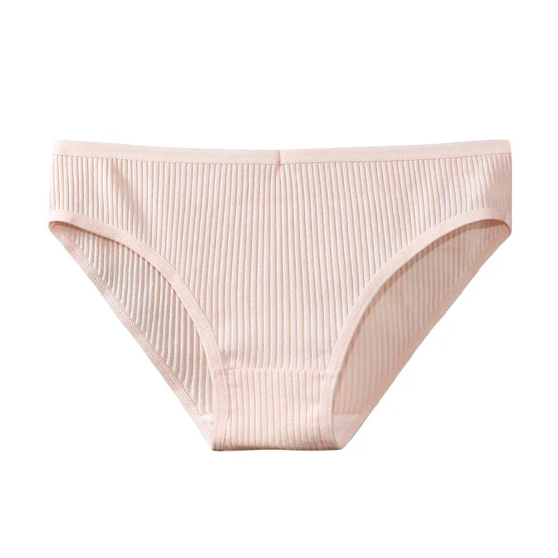 Women's pure cotton underwear women's comfortable breathable striped 100% cotton crotch briefs mid-waist simple girl underpants