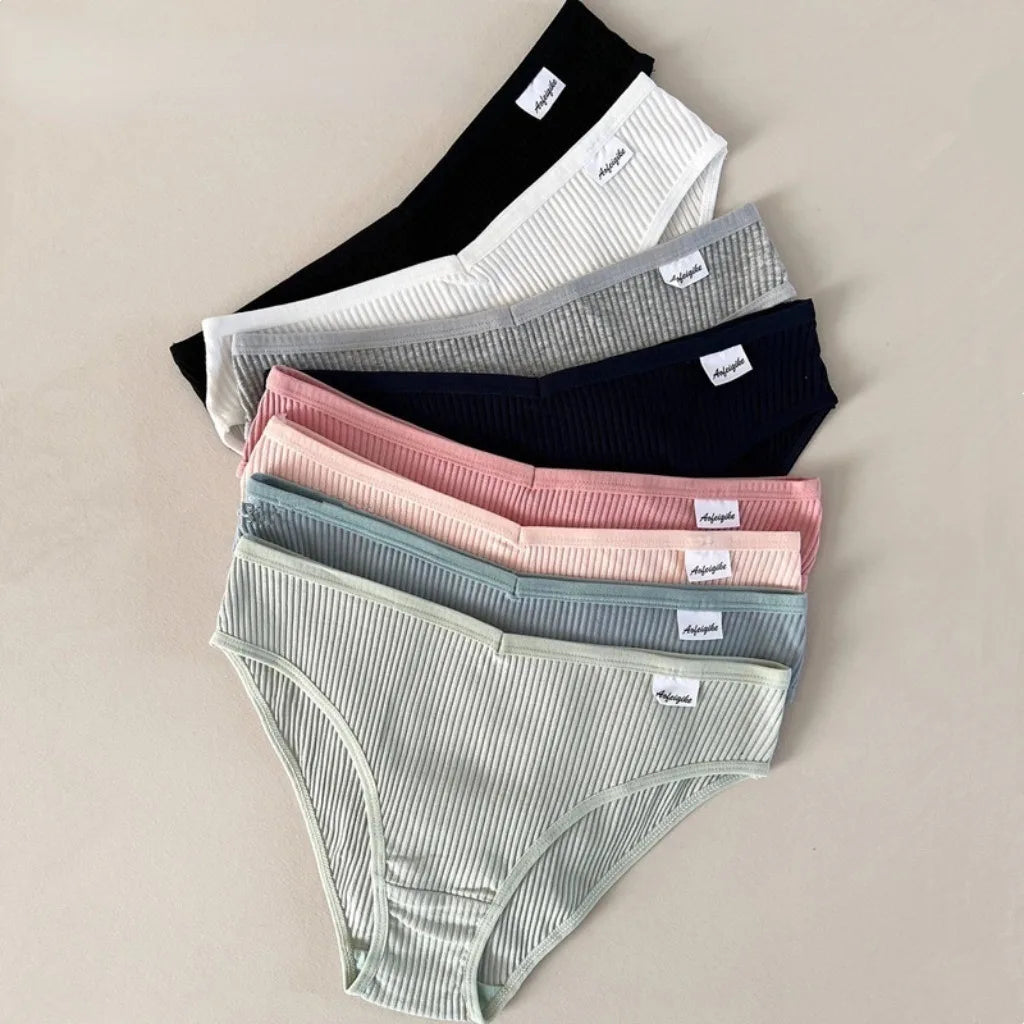 4 Cotton Underwear for Woman Antibacterial Seamless Panty Comfortable Breathable Deep V Plus Size Panties S-XXL