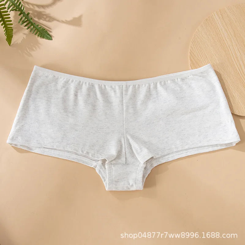 Women's Cotton Boyshort Underwear Mid-Rise Boxer Briefs Yoga Sports Soft Cotton Cozy Plain Solid Color Underpants for Daily Gym