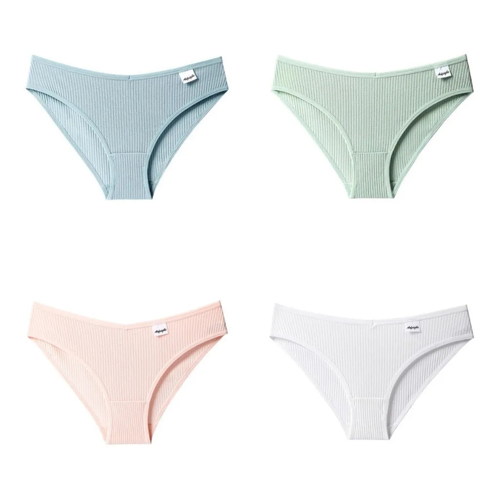 4 Cotton Underwear for Woman Antibacterial Seamless Panty Comfortable Breathable Deep V Plus Size Panties S-XXL