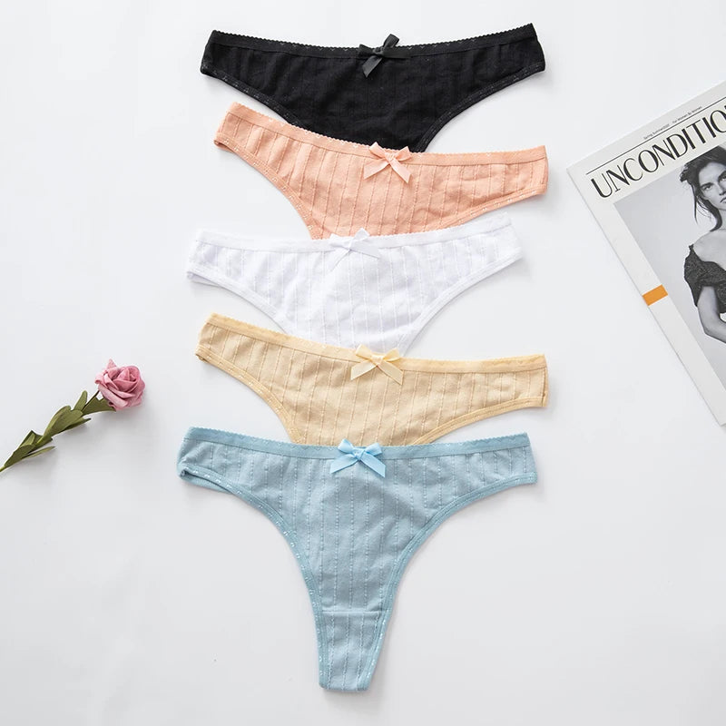 1Pcs Cotton Underwear For Woman Soft Breathable T-back Women's Panties Female Low-Rise Thongs Intimates BANNIROU