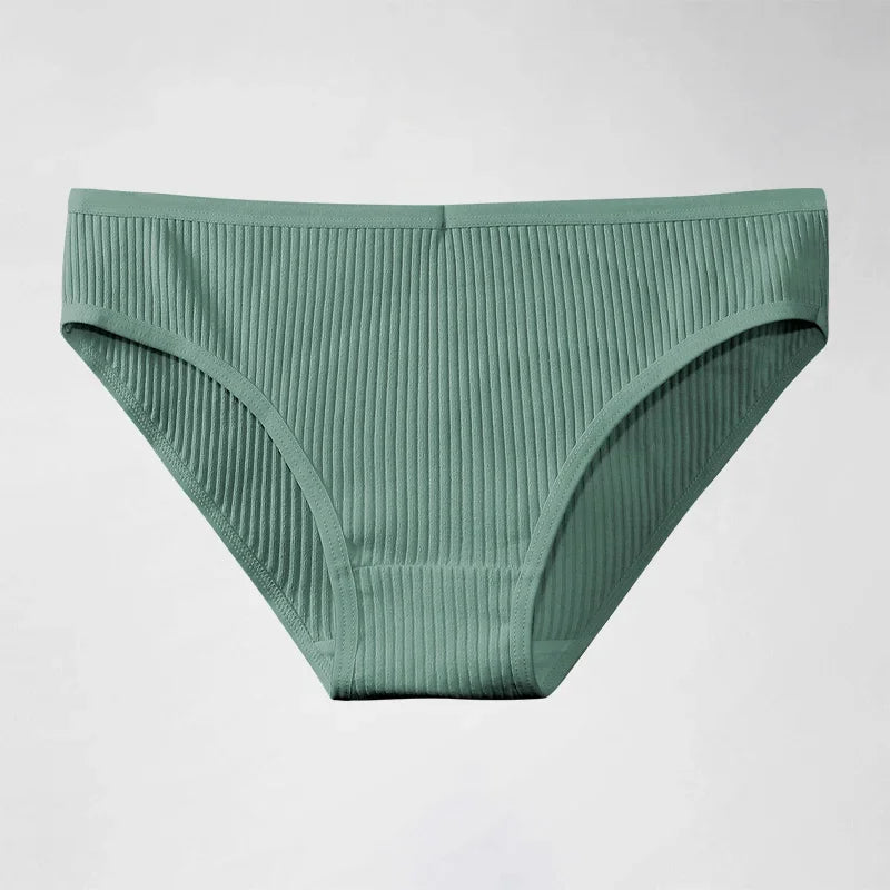 Women's pure cotton underwear women's comfortable breathable striped 100% cotton crotch briefs mid-waist simple girl underpants