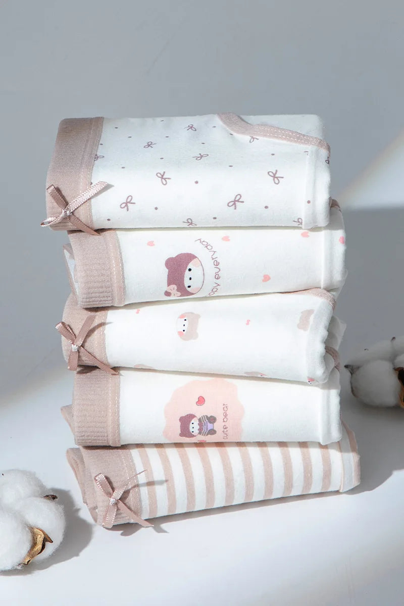 5Pcs/Set Cotton Underwear for Women Lovely Girl Bow Underpants Print Panties Breathable Briefs Girls Shorts Sexy Lingerie