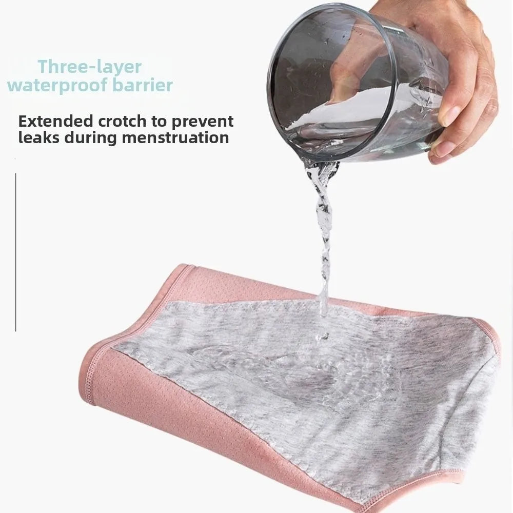 Cotton Menstrual Panties 3 Layer Waterproof Breathable Physiological Pants Antibacterial Middle Waist Leak Proof Underwear