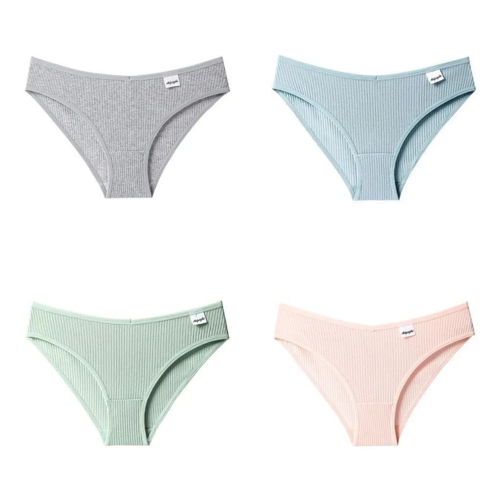 4 Cotton Underwear for Woman Antibacterial Seamless Panty Comfortable Breathable Deep V Plus Size Panties S-XXL