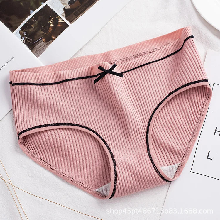 Cotton Underwear Women Briefs Thread Comfortable Breathable Princess Bow Sexy mid-waist Solid Color Women Briefs SYTa002