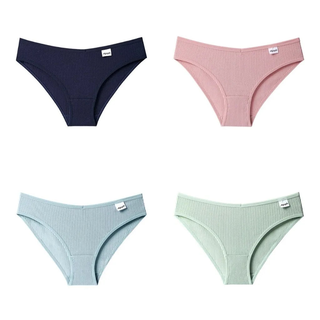 4 Cotton Underwear for Woman Antibacterial Seamless Panty Comfortable Breathable Deep V Plus Size Panties S-XXL