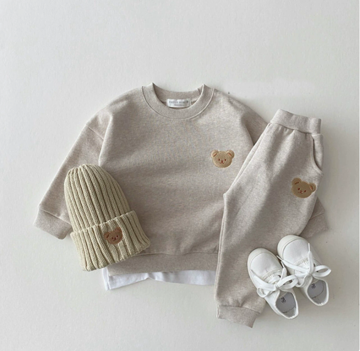 Little Teddy Outfit - Cotton Hoodie and Pants Set (One Set)