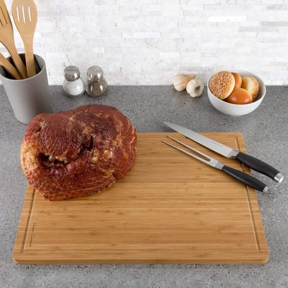 Extra Large Bamboo Cutting Board Thick Knife Friendly Antimicrobial Antibacterial Kitchen Prep Juice Groove Eco-Friendly Food