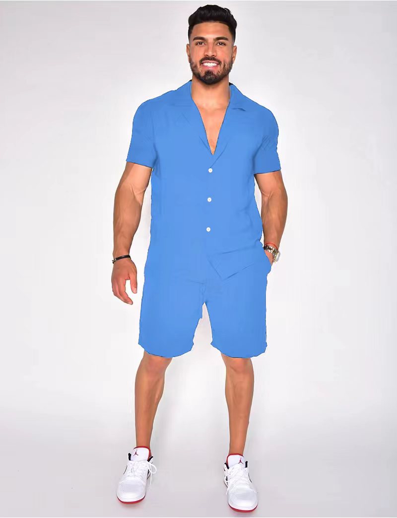 Men's Cotton Linen Summer Set - Hawaiian Style