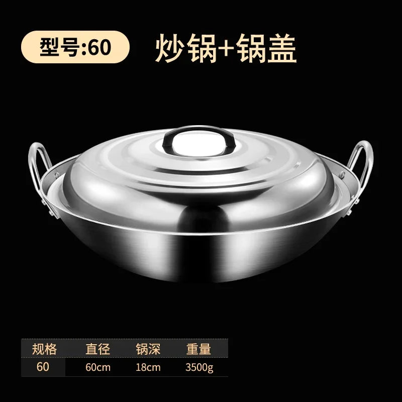 Non Stick Wok Pan Cookware 75cm Large Commercial Carbon Steel Wok Stainless Steel Pots and Pans NM393