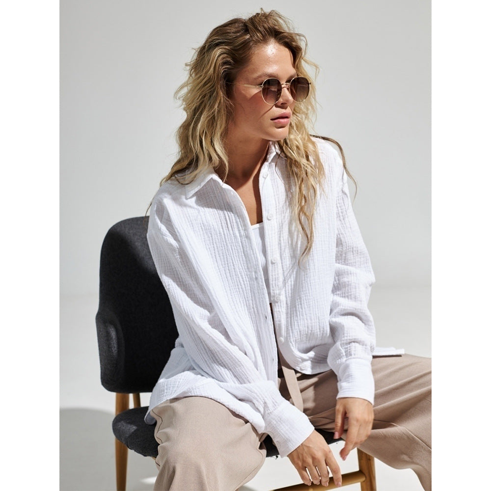 Cotton Loose Fit Polo Collar Shirt
