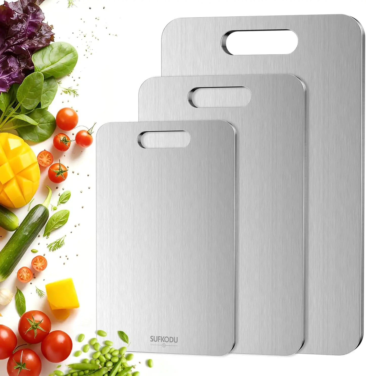 Titanium Cutting Board Set of 3, Titanium Cutting Boards for Kitchen, 100% Double-Sided Titanium Cutting Boards, Separat