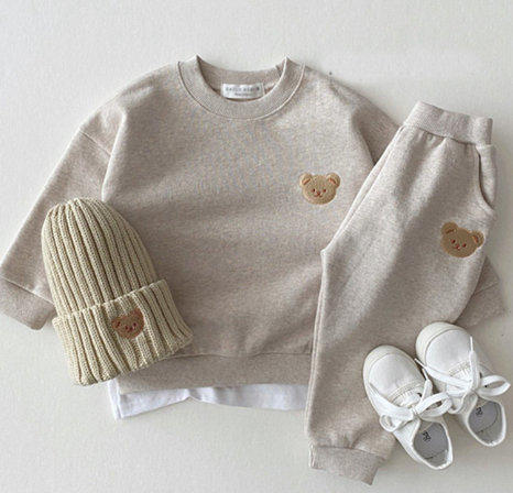 Little Teddy Outfit - Cotton Hoodie and Pants Set (One Set)