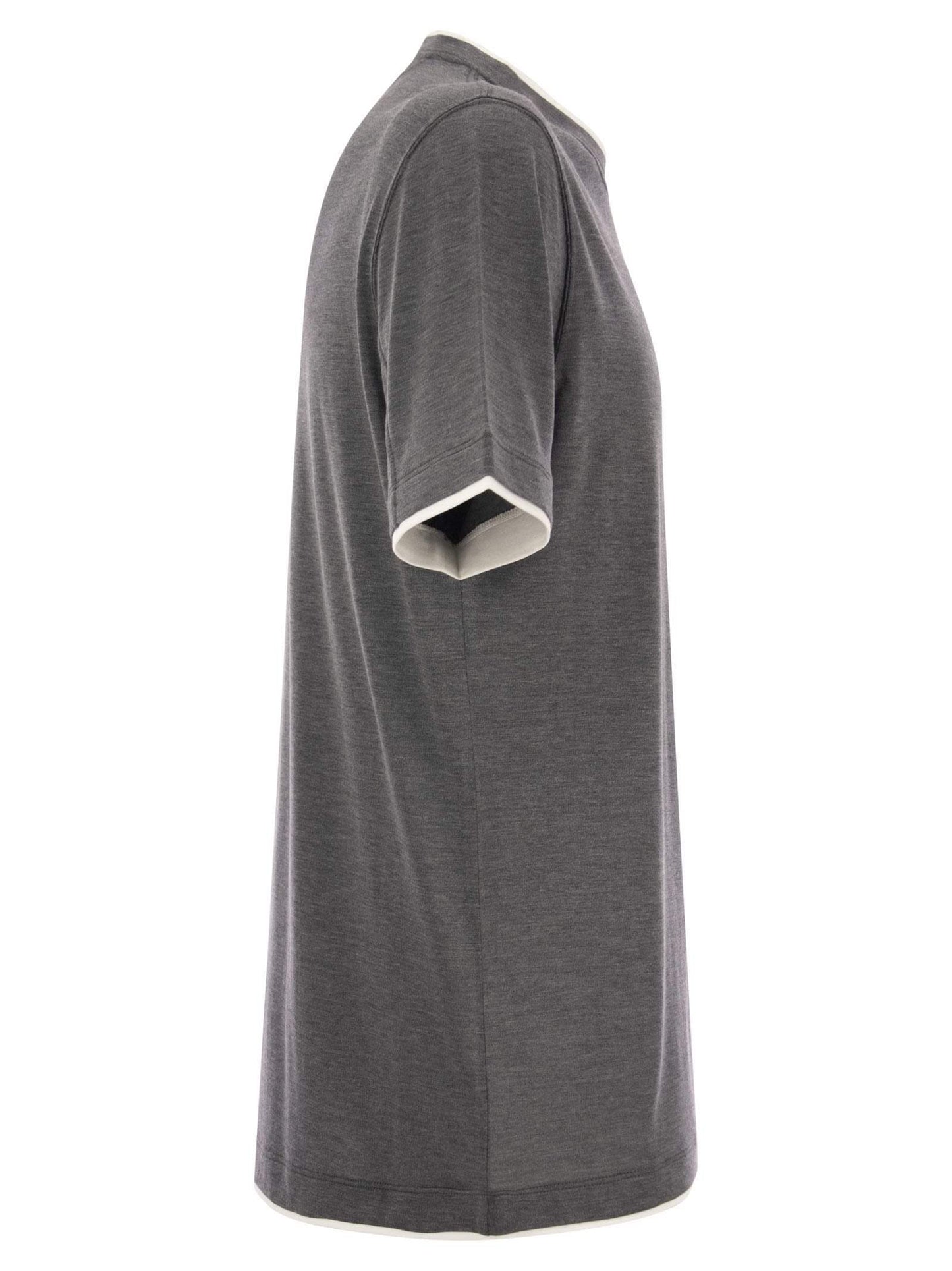 Brunello Cucinelli Men Silk And Cotton T-Shirt