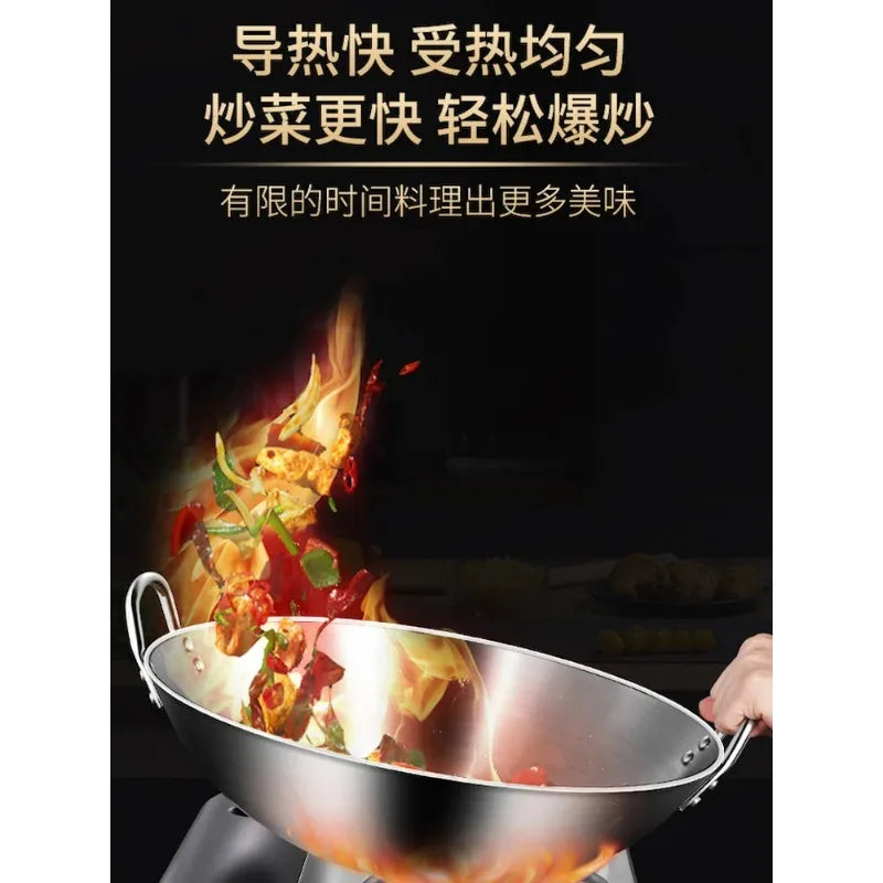Non Stick Wok Pan Cookware 75cm Large Commercial Carbon Steel Wok Stainless Steel Pots and Pans NM393