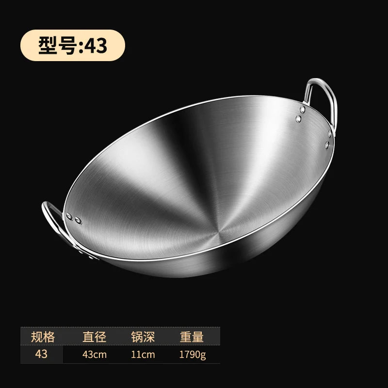 Non Stick Wok Pan Cookware 75cm Large Commercial Carbon Steel Wok Stainless Steel Pots and Pans NM393