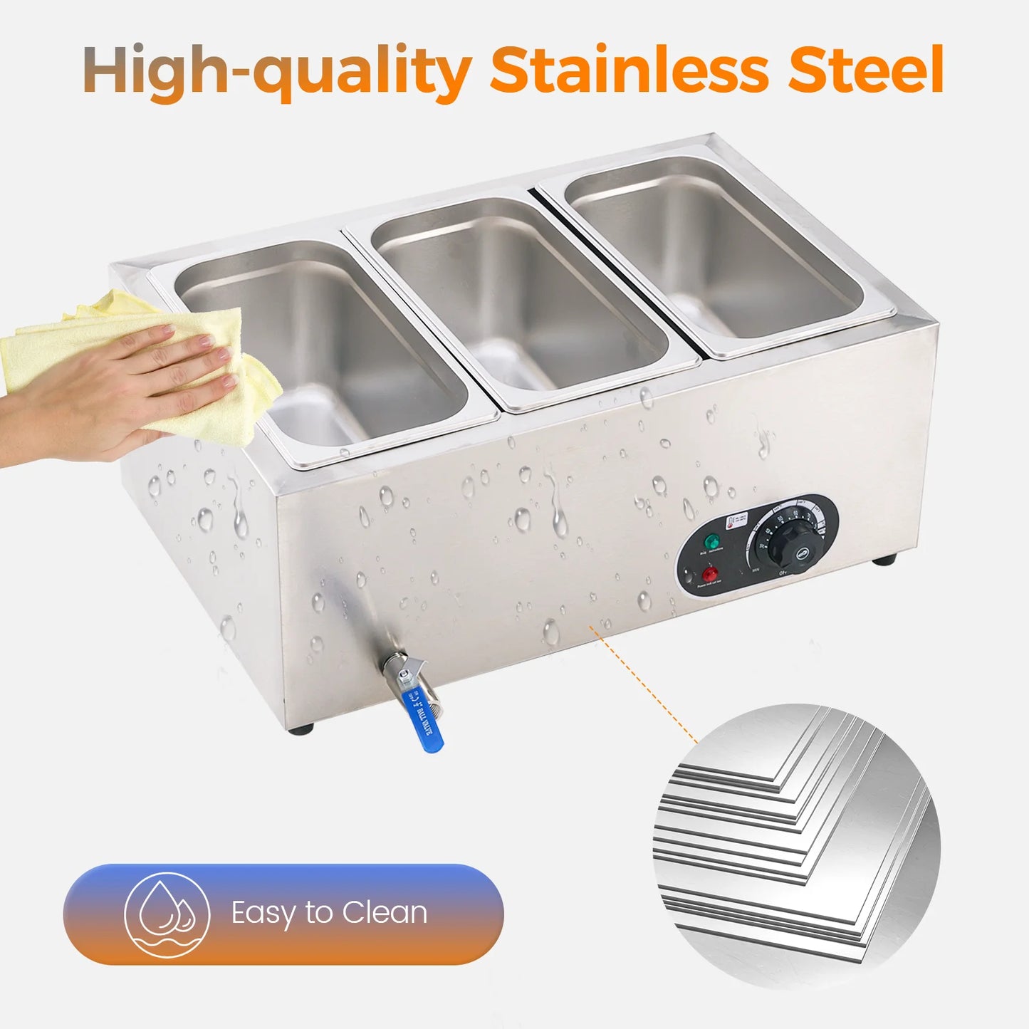 Equipment Food Warmer Electric Stainless Steel Bain Marie Western Food Kitchen Cookware Soup Insulation Container