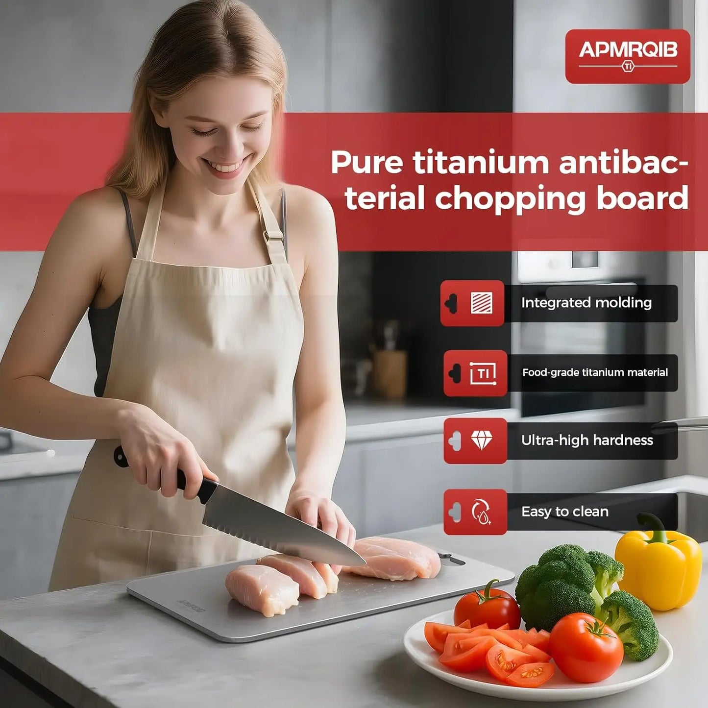 Titanium Cutting Boards for Kitchen,100% Pure Titanium Cutting Board Set of 3, Double Sided Non Toxic Cutting Board, Hyg