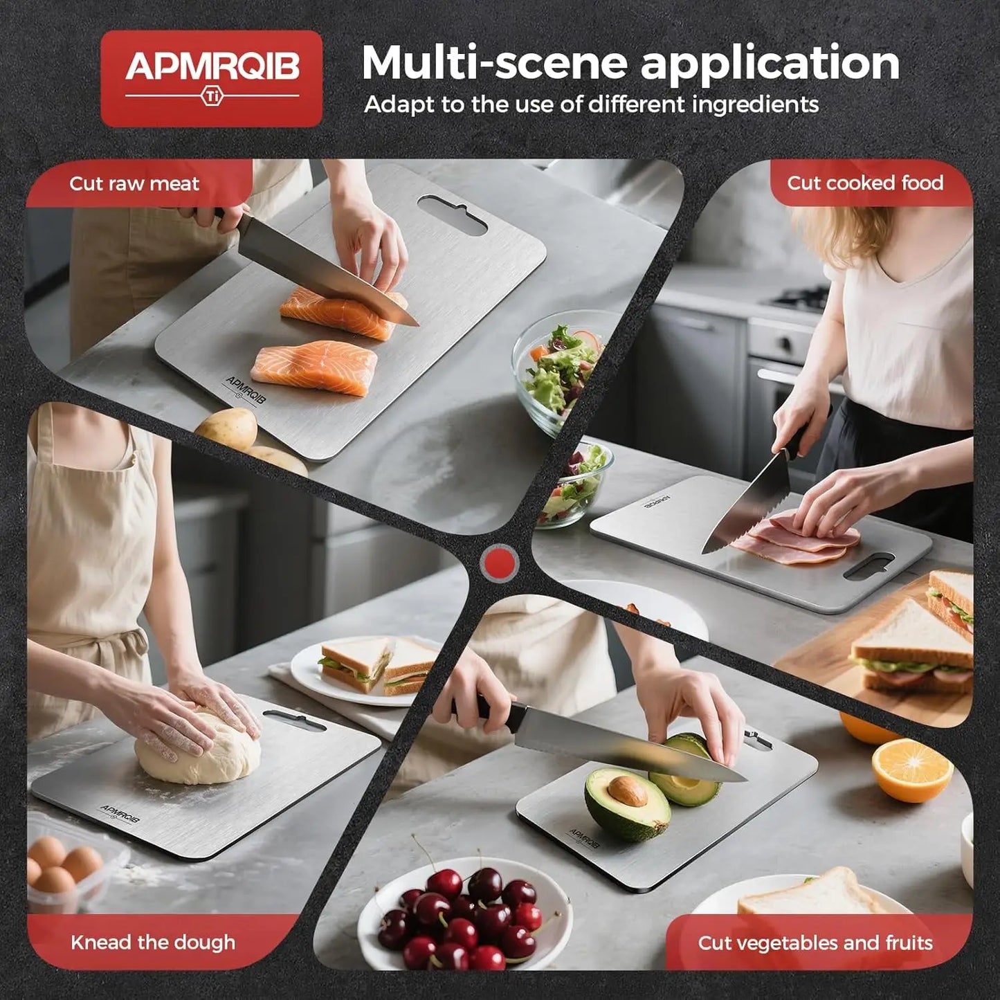 Titanium Cutting Boards for Kitchen,100% Pure Titanium Cutting Board Set of 3, Double Sided Non Toxic Cutting Board, Hyg