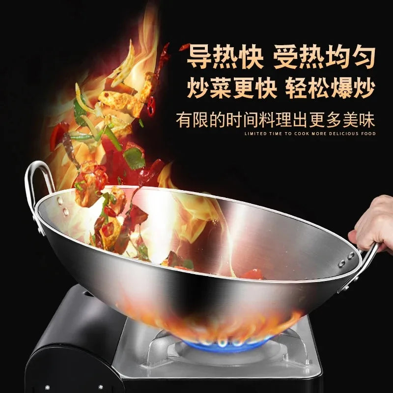 Non Stick Wok Pan Cookware 75cm Large Commercial Carbon Steel Wok Stainless Steel Pots and Pans NM393