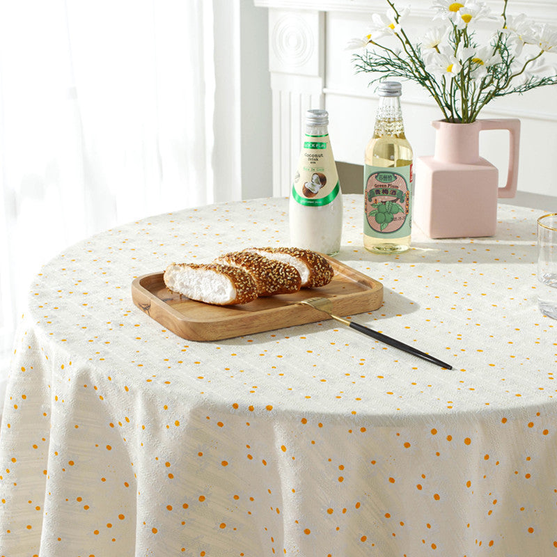 Yellow Daisy Floral Rectangular Tablecloth (Cotton/Linen)